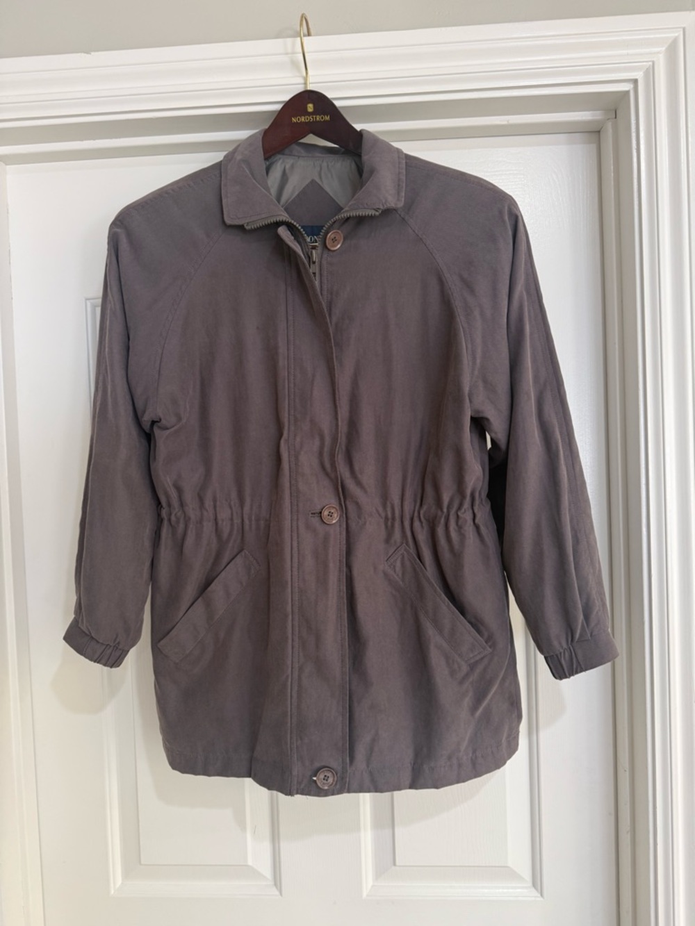London Fog Gray Utility Jacket with Elastic Waist